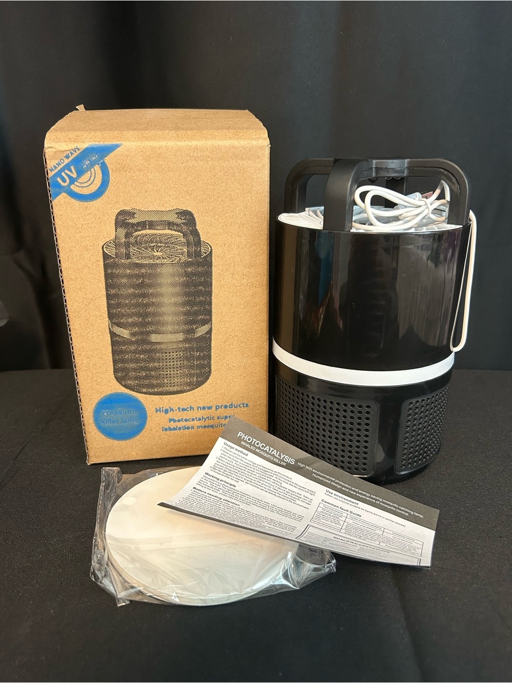 Portable Black UV Mosquito Trap - Compact Insect Catcher